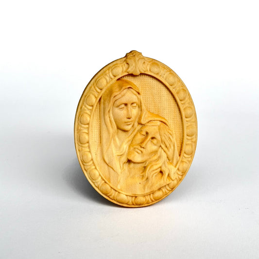 Geschnitzte Maria und Jesus Magnet