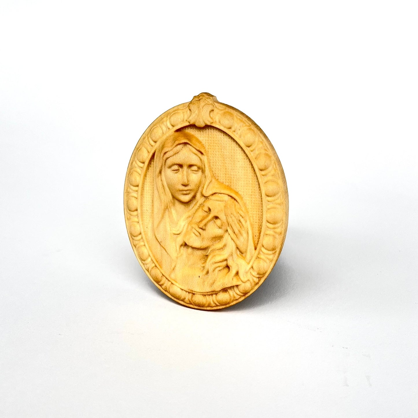 Geschnitzte Maria und Jesus Magnet
